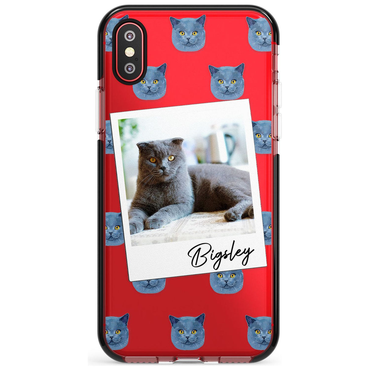 Personalised English Blue Cat Photo Black Impact Phone Case for iPhone X XS Max XR