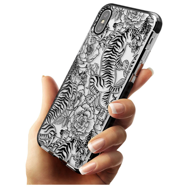 Personalised Chinese Tiger Pattern Black Impact Phone Case for iPhone X XS Max XR