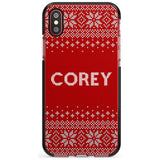 Personalised Red Christmas Knitted Jumper Black Impact Phone Case for iPhone X XS Max XR