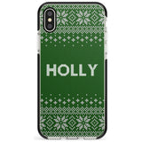 Personalised Green Christmas Knitted Jumper Black Impact Phone Case for iPhone X XS Max XR