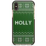 Personalised Green Christmas Knitted Jumper Black Impact Phone Case for iPhone X XS Max XR