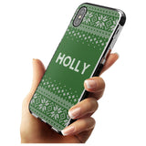 Personalised Green Christmas Knitted Jumper Black Impact Phone Case for iPhone X XS Max XR