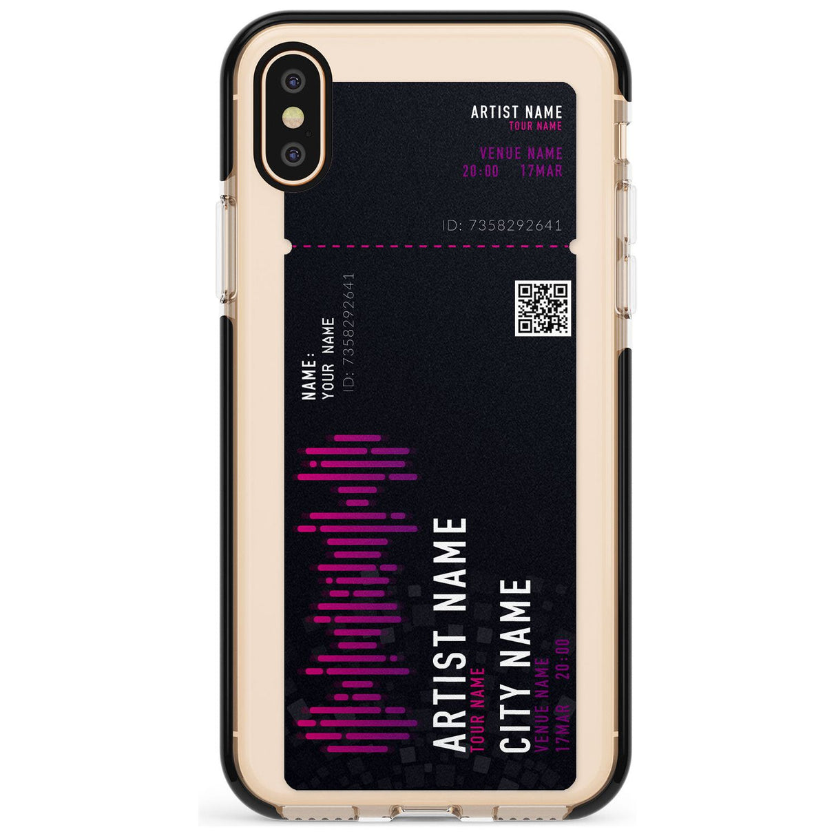 Personalised Concert Ticket Black Impact Phone Case for iPhone X XS Max XR