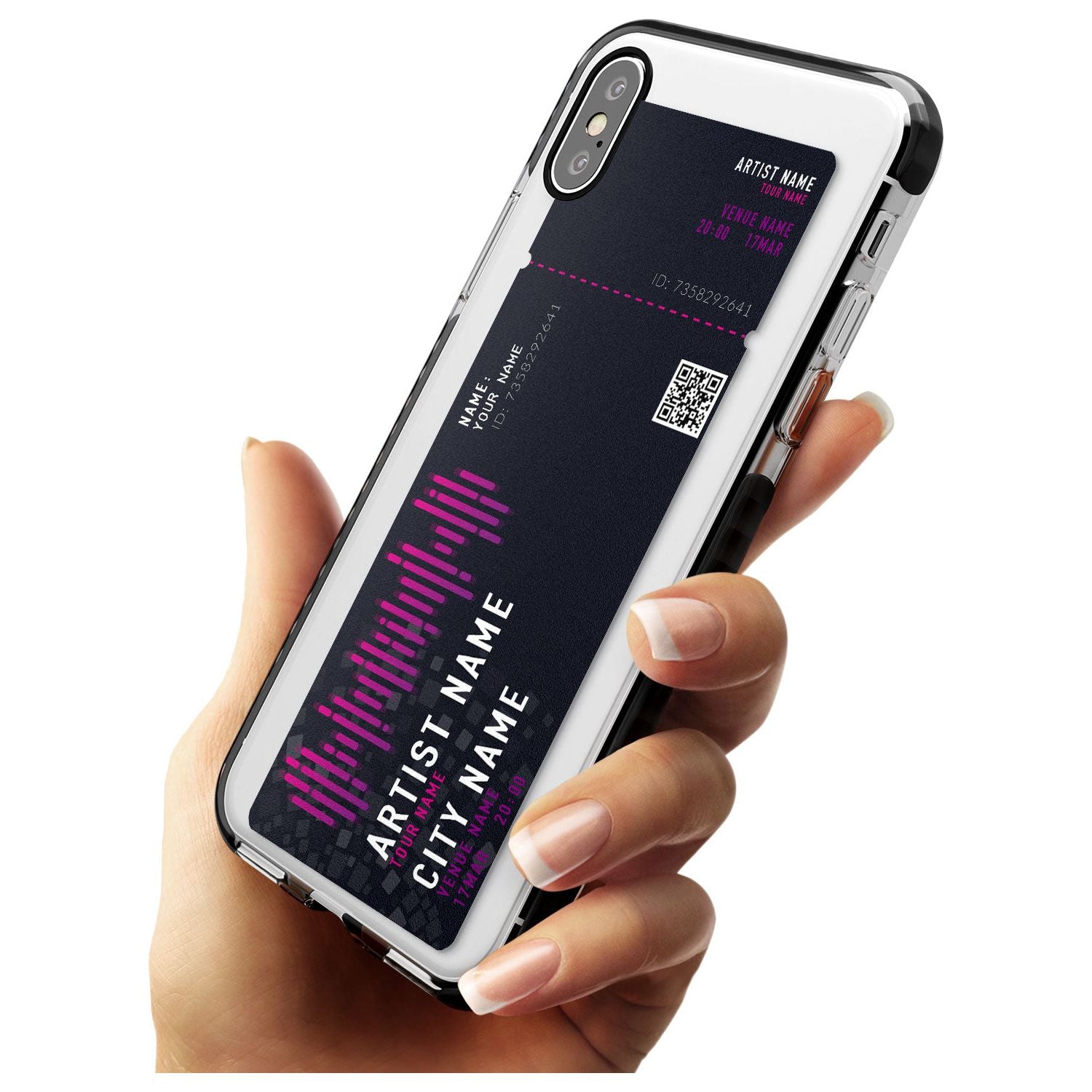 Personalised Concert Ticket Black Impact Phone Case for iPhone X XS Max XR