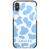 Personalised Blue and White Cow Print Black Impact Phone Case for iPhone X XS Max XR