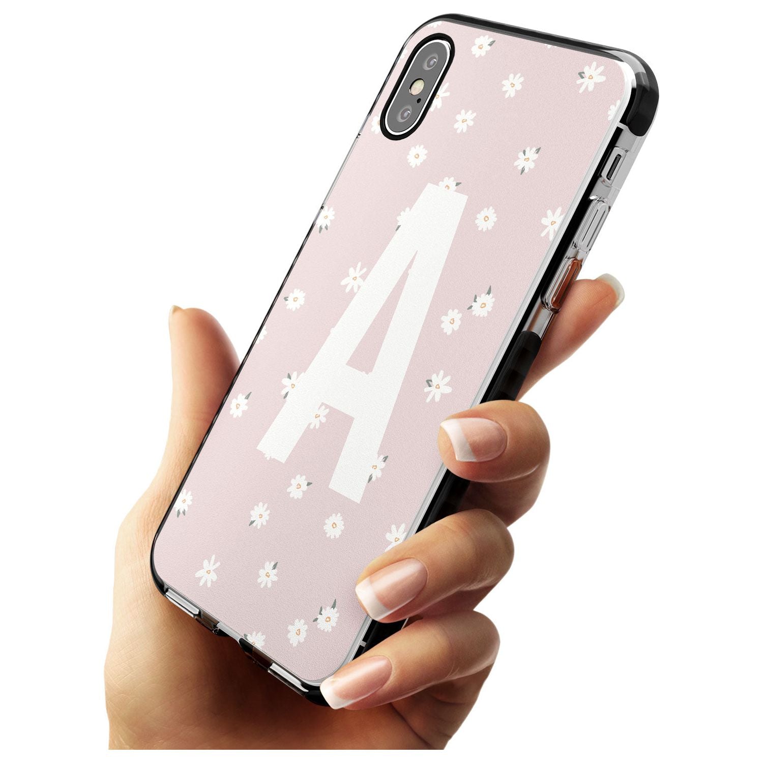 Pink Daisy Custom Black Impact Phone Case for iPhone X XS Max XR