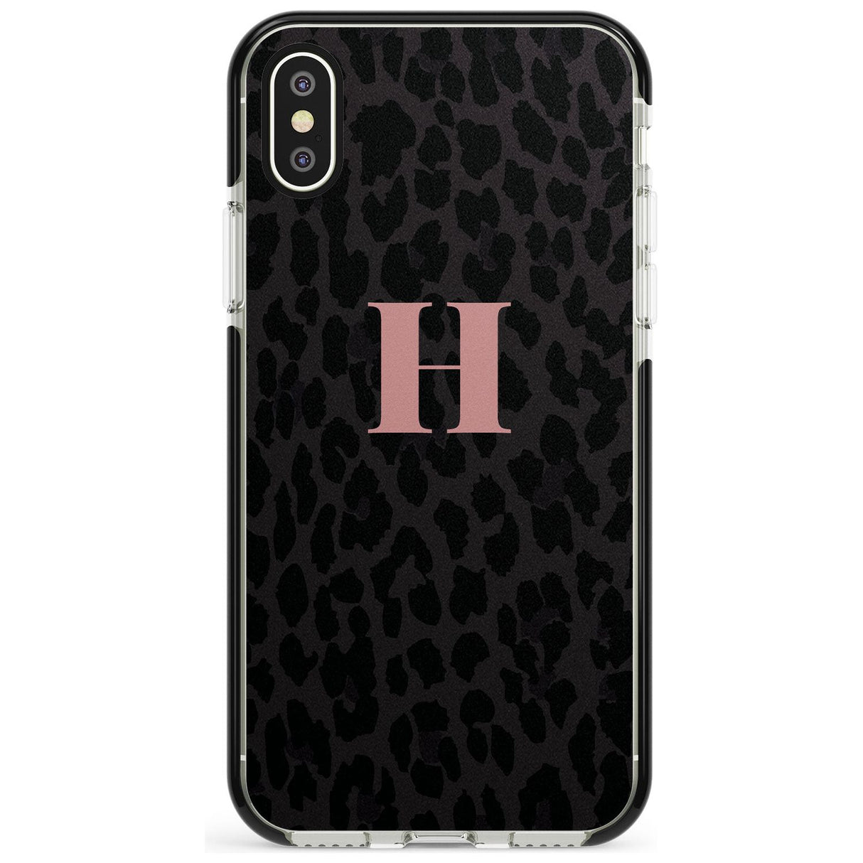 Small Pink Leopard Monogram Black Impact Phone Case for iPhone X XS Max XR