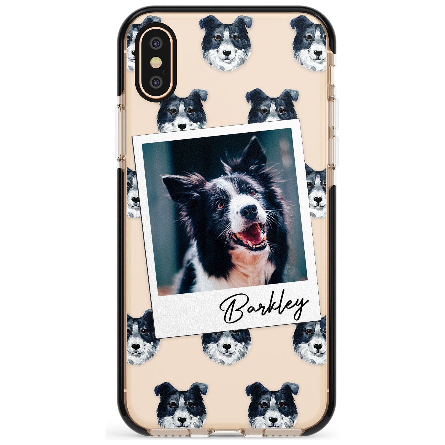 Border Collie - Custom Dog Photo Pink Fade Impact Phone Case for iPhone X XS Max XR