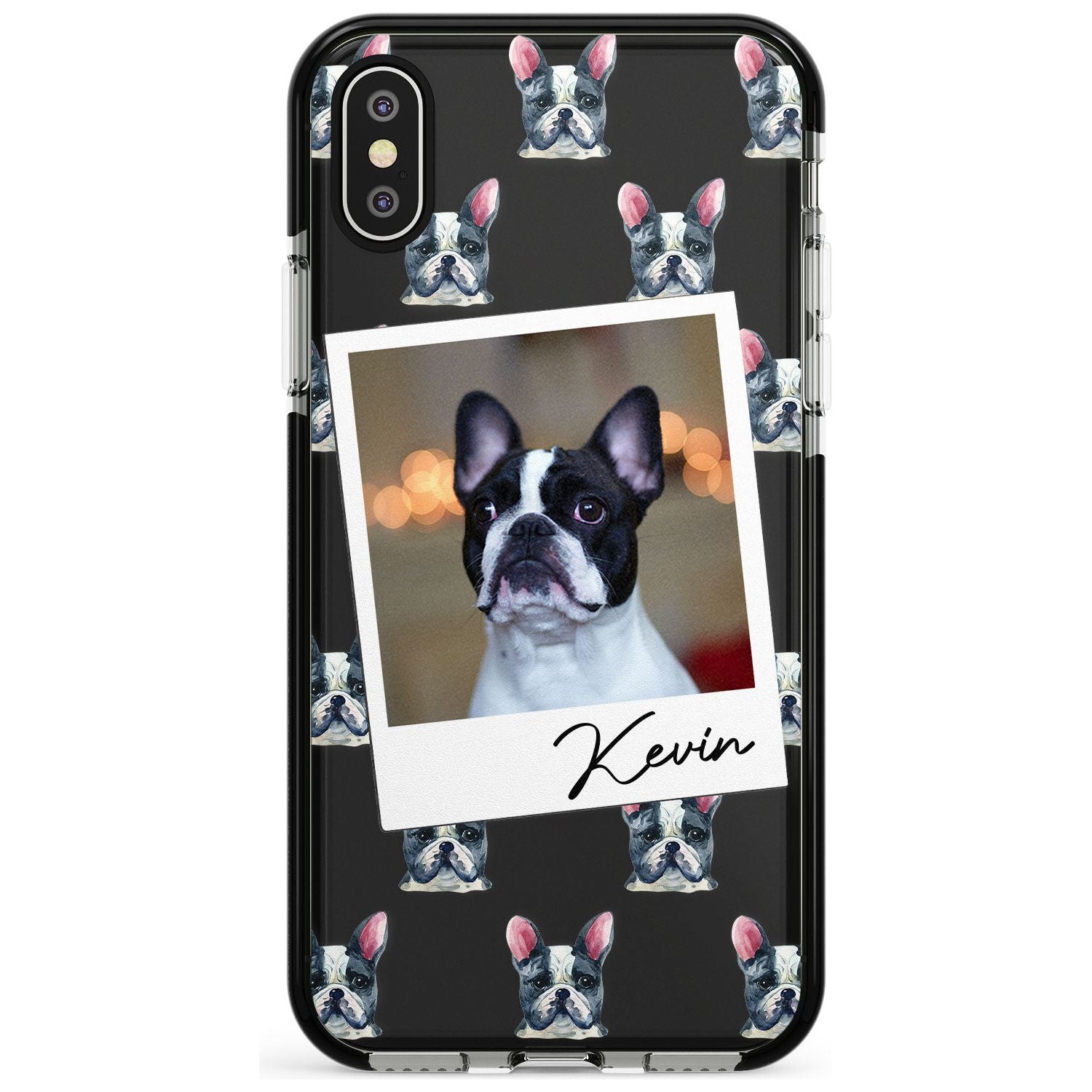 French Bulldog, Black & White - Custom Dog Photo Pink Fade Impact Phone Case for iPhone X XS Max XR