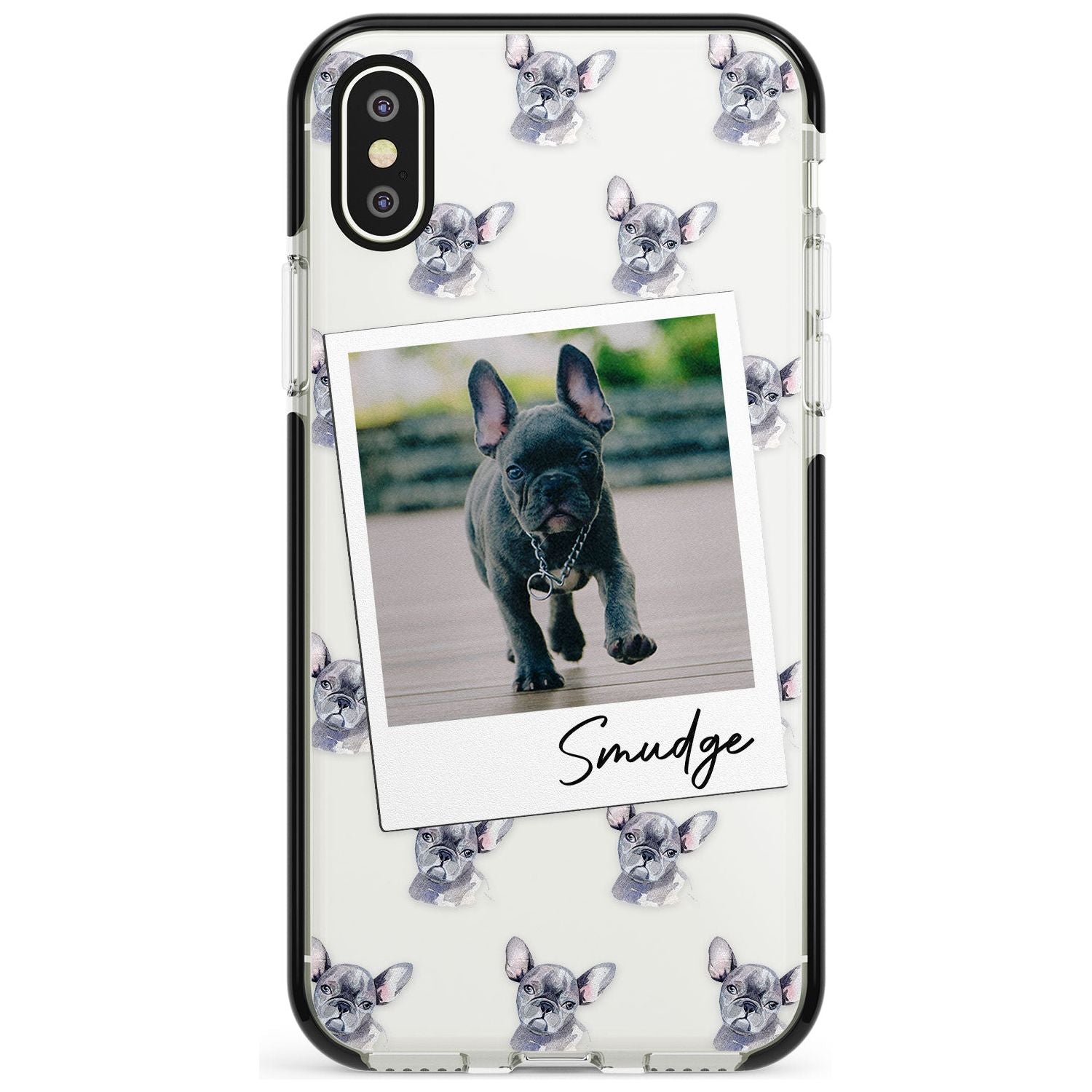 French Bulldog, Grey - Custom Dog Photo Pink Fade Impact Phone Case for iPhone X XS Max XR