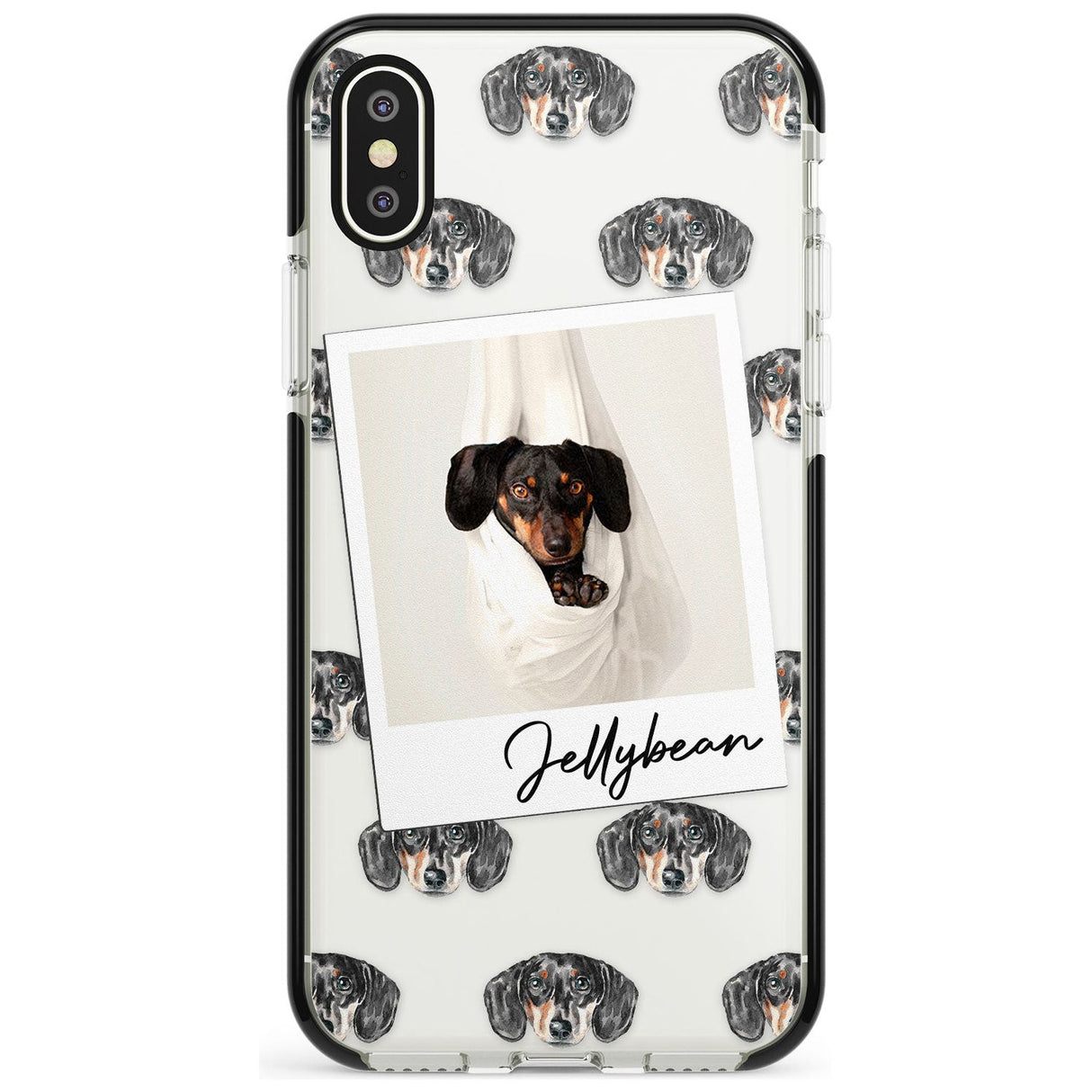 Dachshund, Black- Custom Dog Photo Pink Fade Impact Phone Case for iPhone X XS Max XR