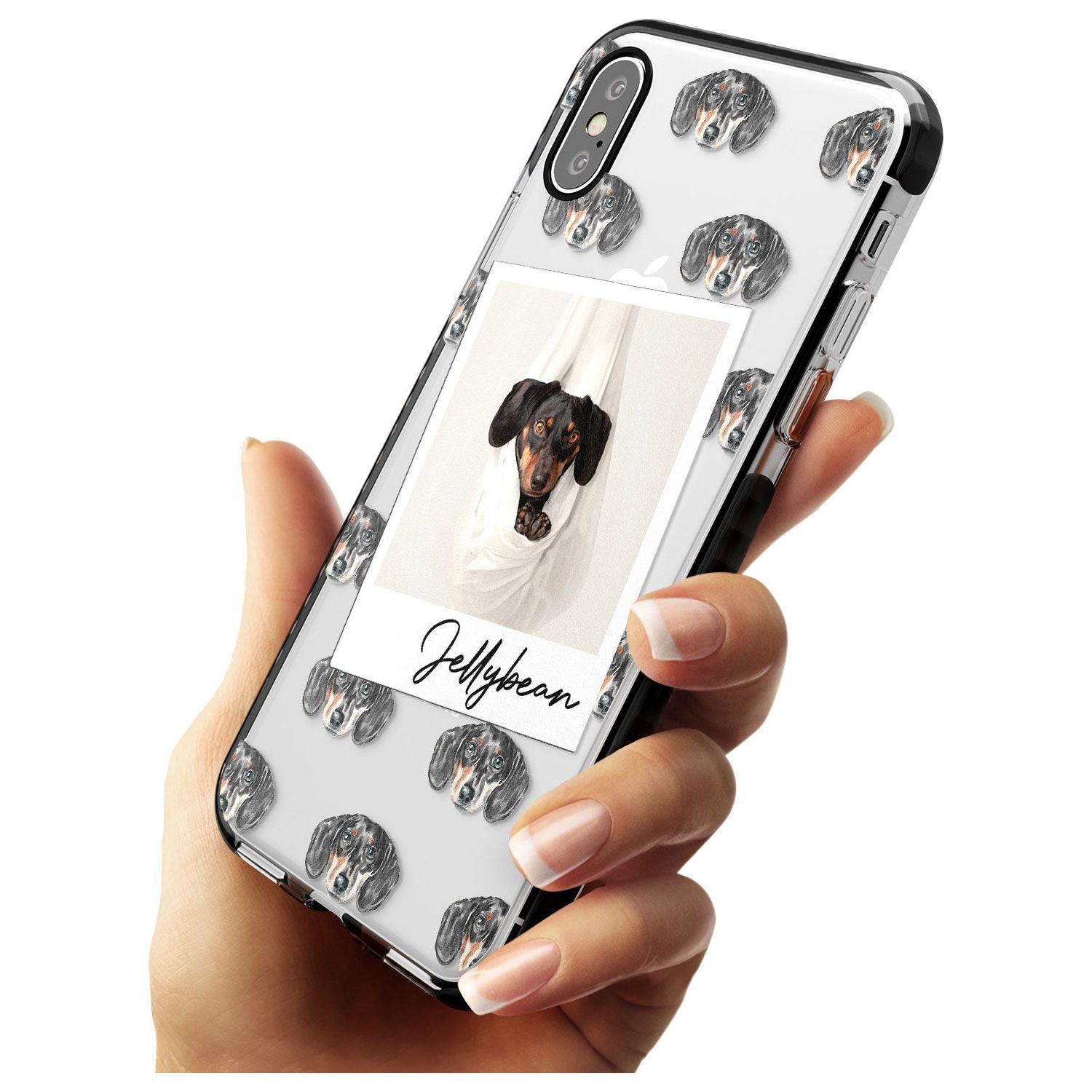 Dachshund, Black- Custom Dog Photo Pink Fade Impact Phone Case for iPhone X XS Max XR