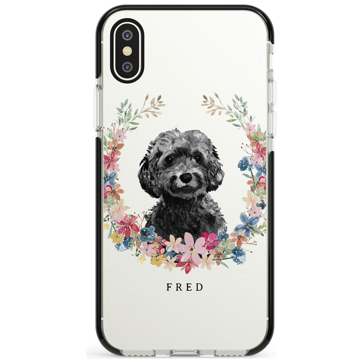 Black Cockapoo - Watercolour Dog Portrait Black Impact Phone Case for iPhone X XS Max XR