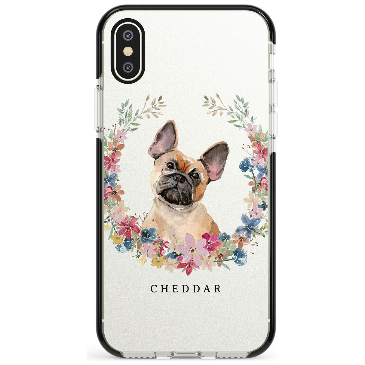 Tan French Bulldog Watercolour Dog Portrait Black Impact Phone Case for iPhone X XS Max XR