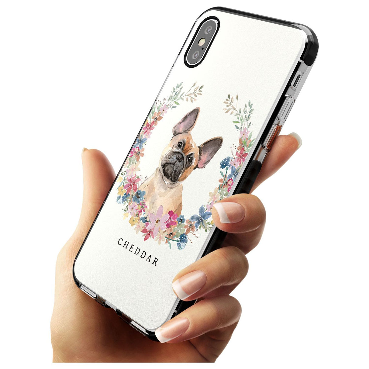 Tan French Bulldog Watercolour Dog Portrait Black Impact Phone Case for iPhone X XS Max XR