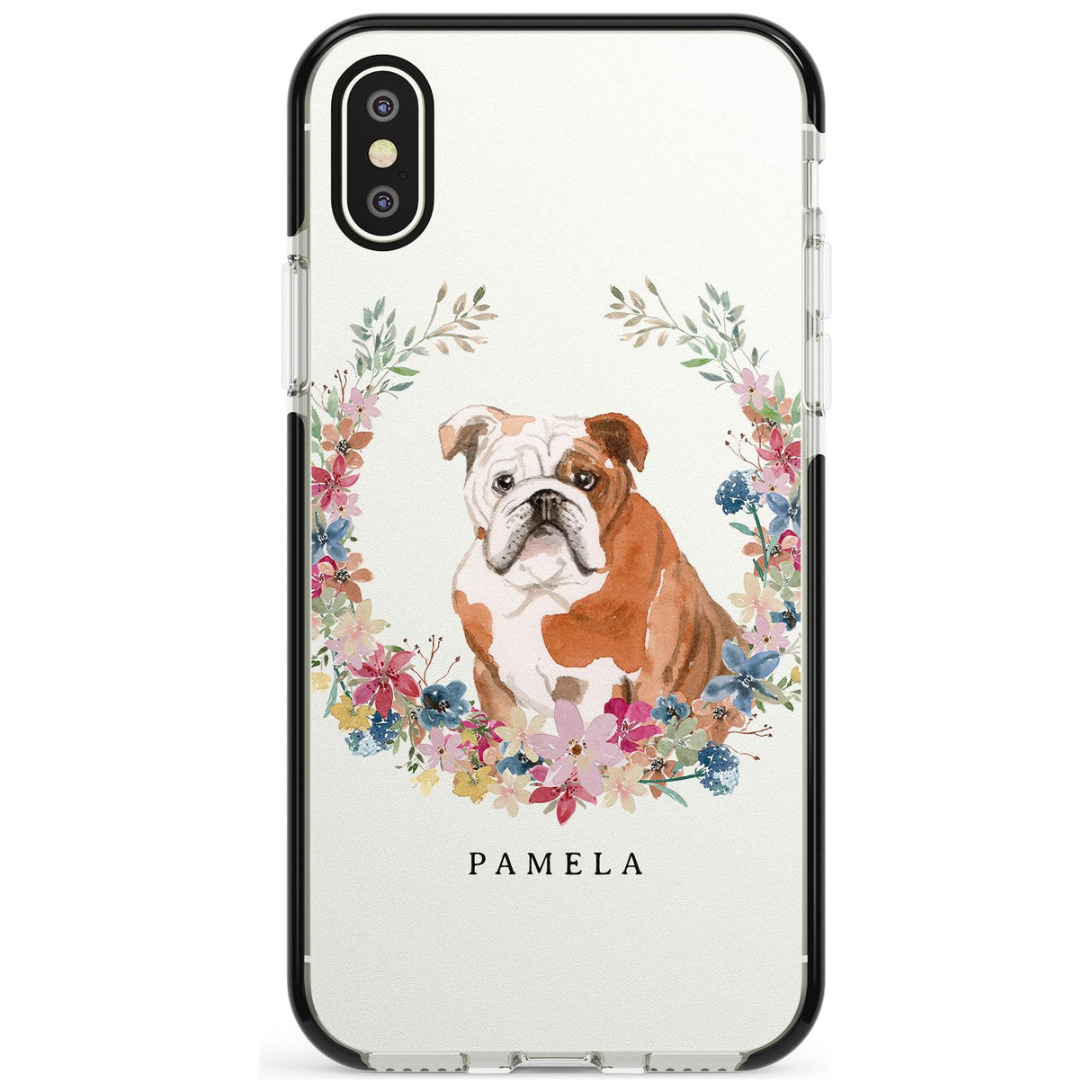 English Bulldog - Watercolour Dog Portrait Black Impact Phone Case for iPhone X XS Max XR