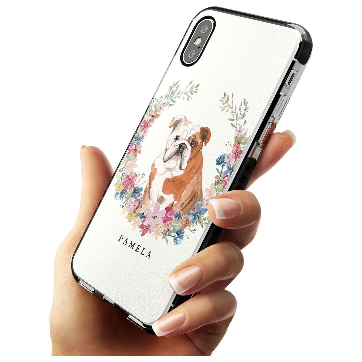 English Bulldog - Watercolour Dog Portrait Black Impact Phone Case for iPhone X XS Max XR