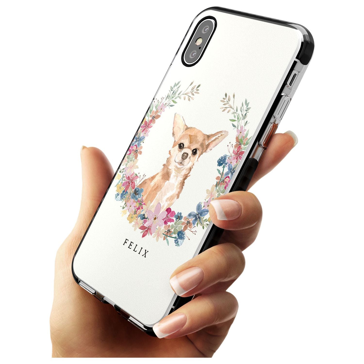 Chihuahua - Watercolour Dog Portrait Black Impact Phone Case for iPhone X XS Max XR
