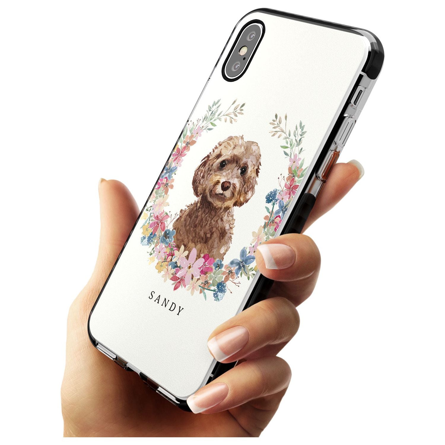 Brown Cockapoo - Watercolour Dog Portrait Black Impact Phone Case for iPhone X XS Max XR