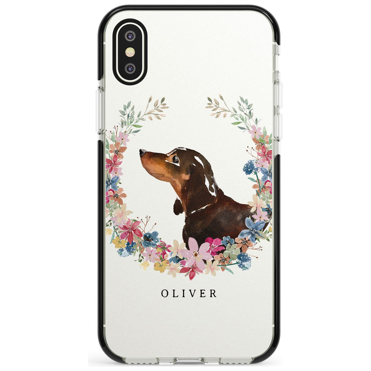 Black & Tan Dachshund - Watercolour Dog Portrait Black Impact Phone Case for iPhone X XS Max XR