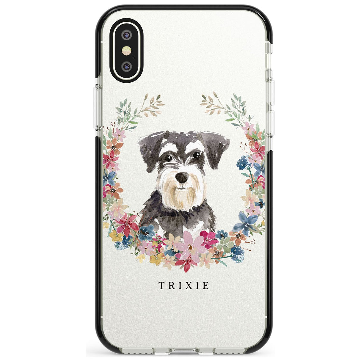 Miniature Schnauzer - Watercolour Dog Portrait Black Impact Phone Case for iPhone X XS Max XR