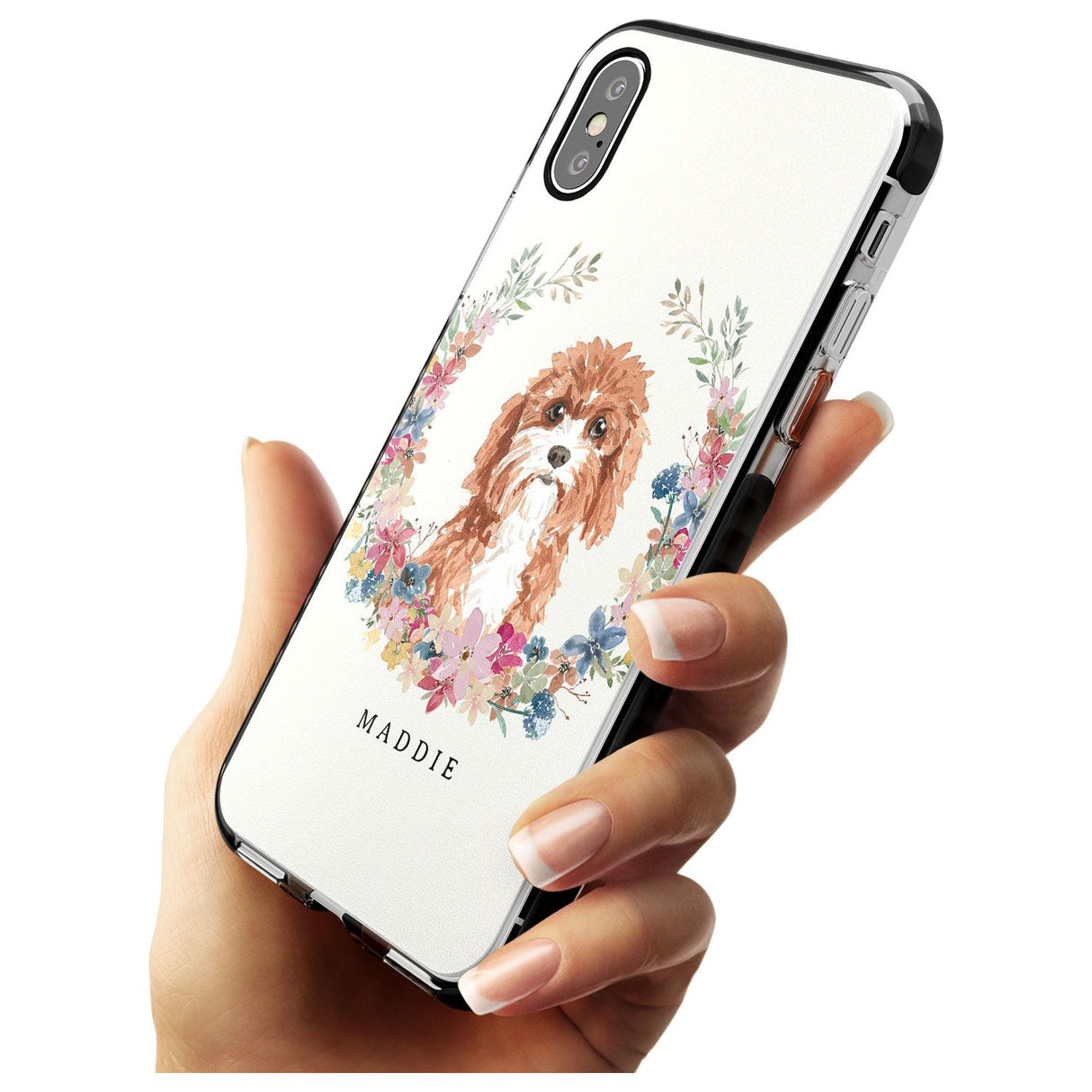 Cavapoo - Watercolour Dog Portrait Black Impact Phone Case for iPhone X XS Max XR