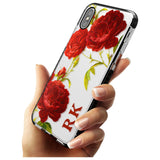 Custom Clear Vintage Floral Red Roses Black Impact Phone Case for iPhone X XS Max XR