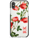 Custom Clear Vintage Floral Pink Roses Black Impact Phone Case for iPhone X XS Max XR