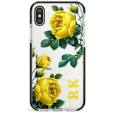 Custom Clear Vintage Floral Yellow Roses Black Impact Phone Case for iPhone X XS Max XR