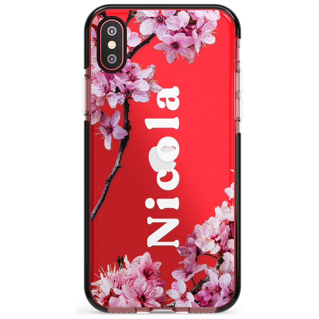 Cherry Blossoms with Custom Text Pink Fade Impact Phone Case for iPhone X XS Max XR