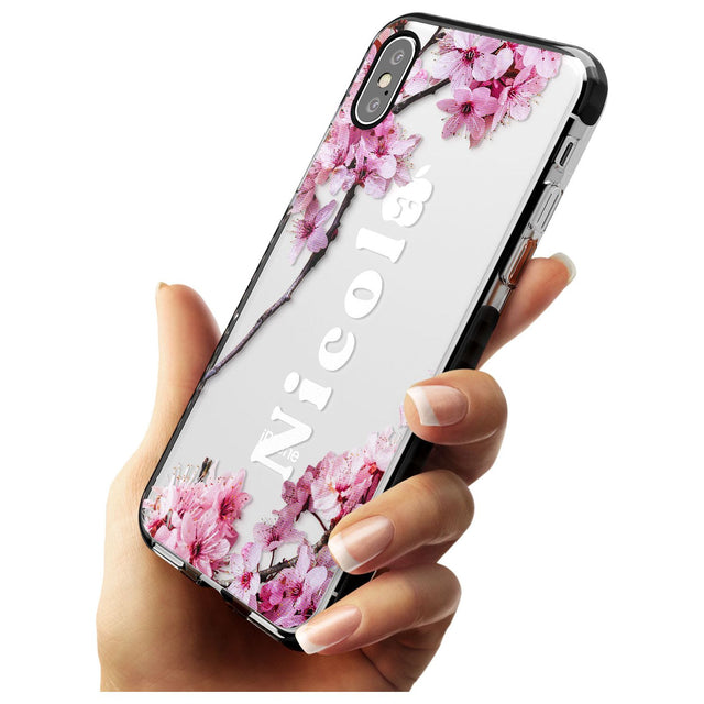 Cherry Blossoms with Custom Text Pink Fade Impact Phone Case for iPhone X XS Max XR