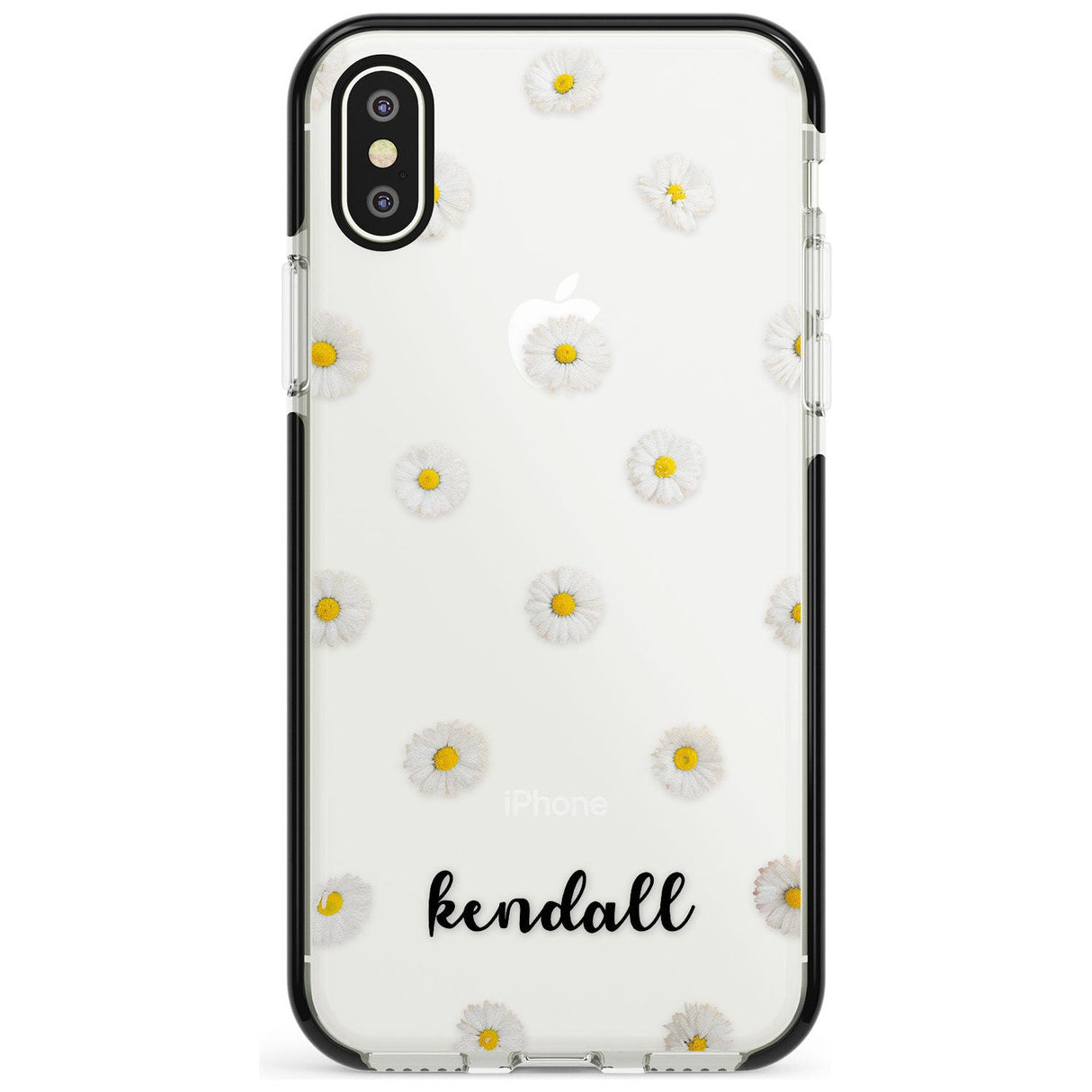 White Daisies & Cursive iPhone Case  Black Impact Custom Phone Case - Case Warehouse