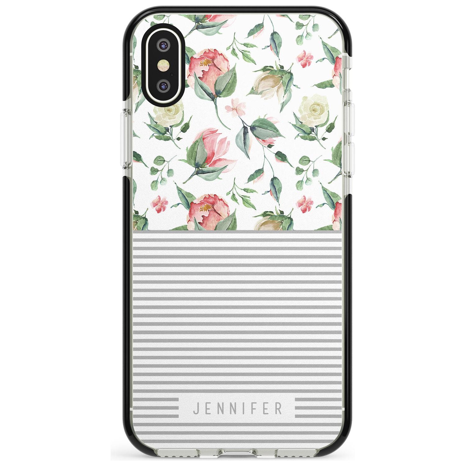 Light Floral Pattern & Stripes Pink Fade Impact Phone Case for iPhone X XS Max XR