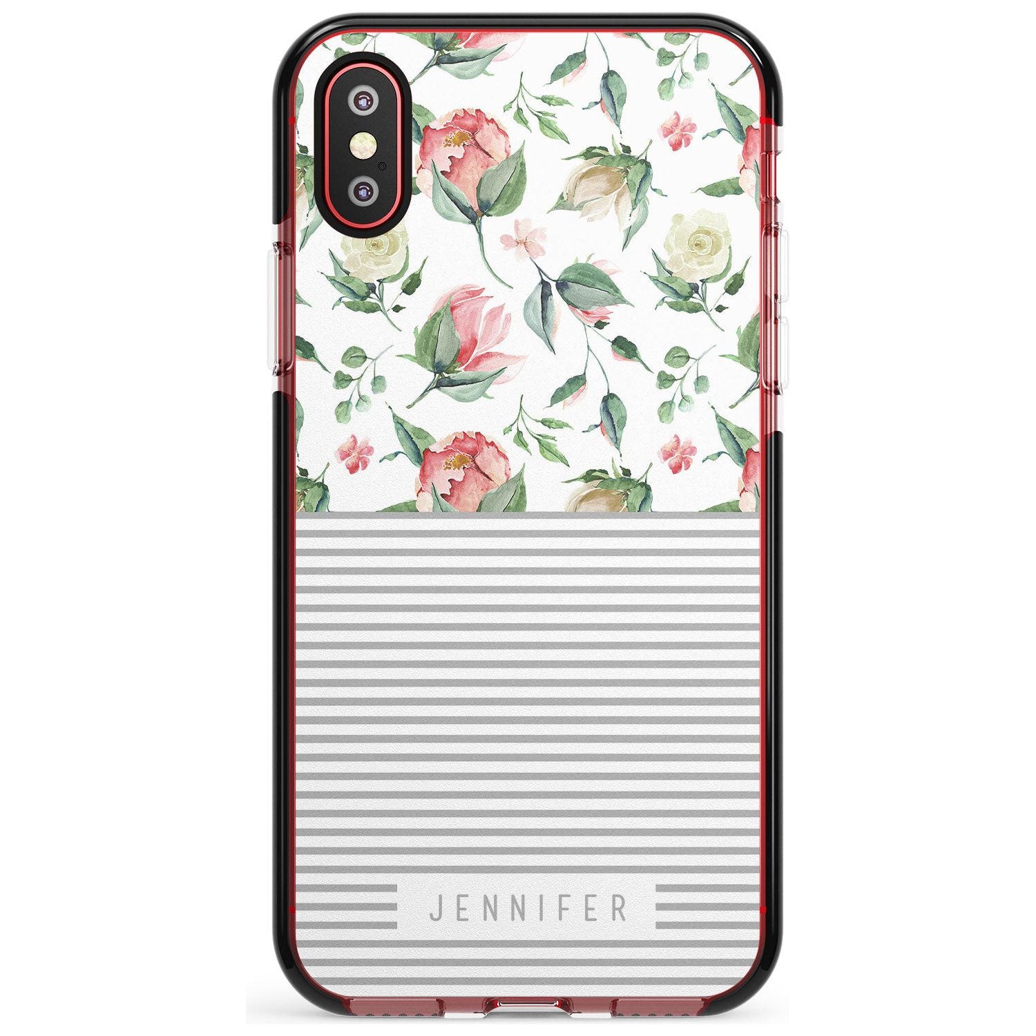Light Floral Pattern & Stripes Pink Fade Impact Phone Case for iPhone X XS Max XR