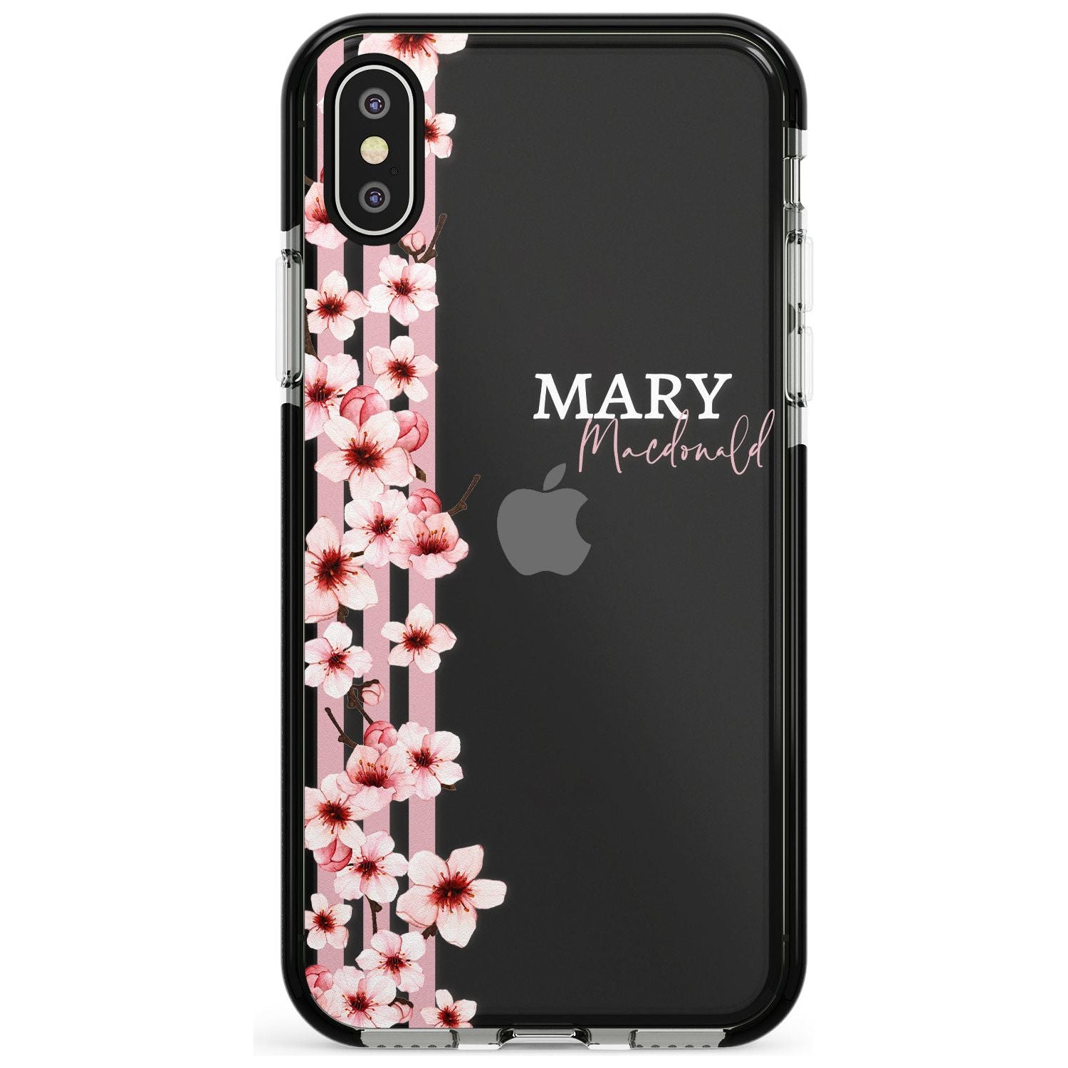 Cherry Blossoms & Stripes Transparent  Pink Fade Impact Phone Case for iPhone X XS Max XR
