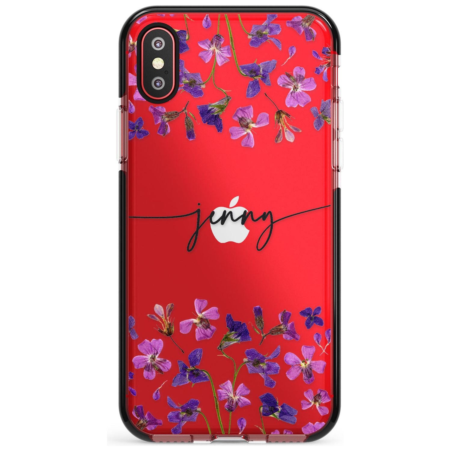 Custom Violet Flowers Pink Fade Impact Phone Case for iPhone X XS Max XR