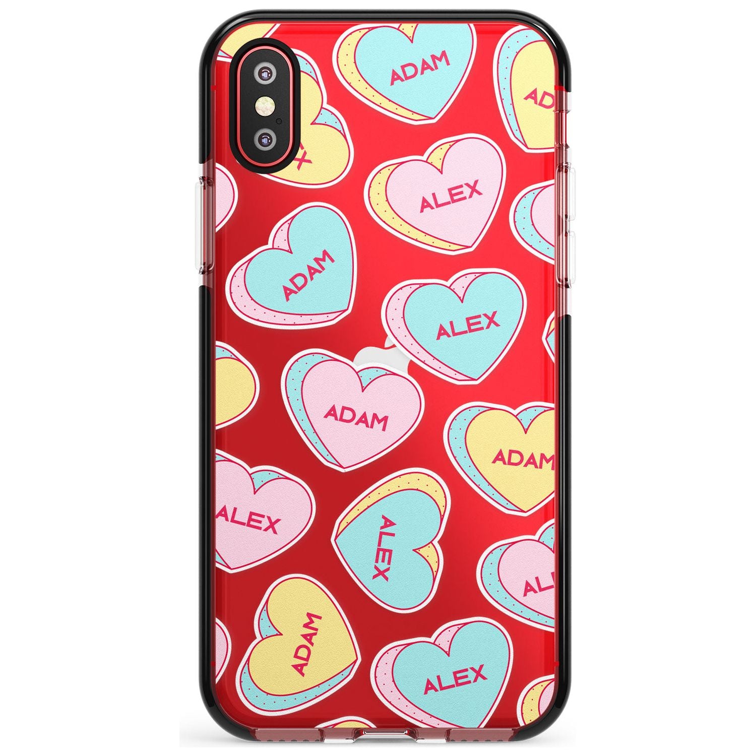 Custom Text Love Hearts Pink Fade Impact Phone Case for iPhone X XS Max XR