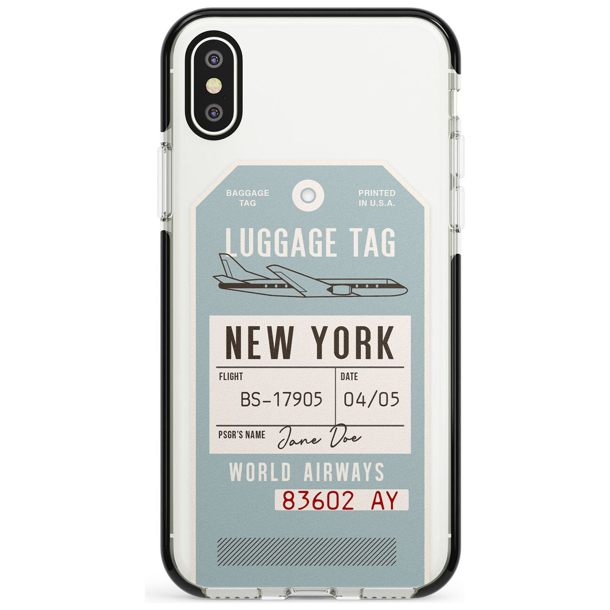 Custom Vintage USA Luggage Tag Pink Fade Impact Phone Case for iPhone X XS Max XR