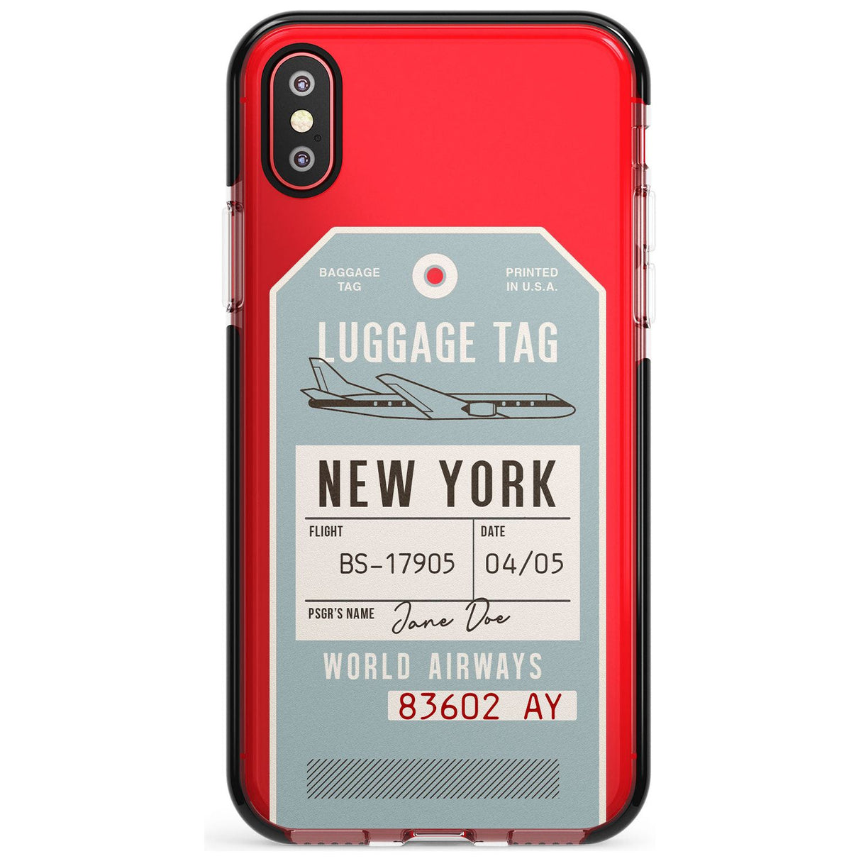 Custom Vintage USA Luggage Tag Pink Fade Impact Phone Case for iPhone X XS Max XR