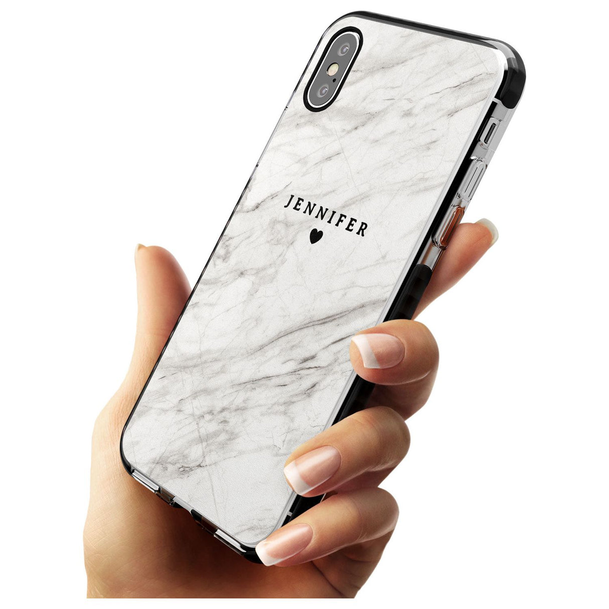 Personalised Light Grey & White Marble Pink Fade Impact Phone Case for iPhone X XS Max XR