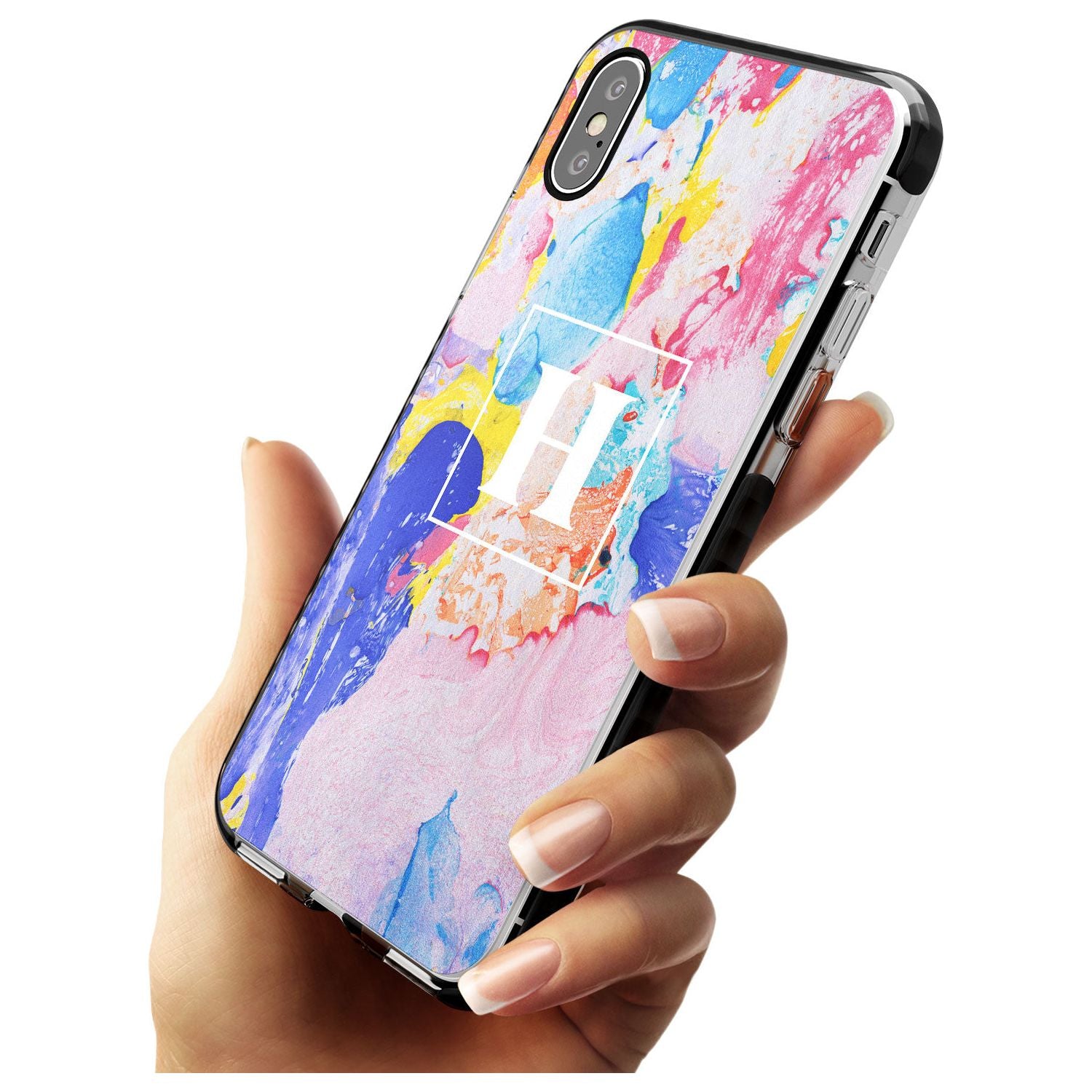 Mixed Pastels Custom Marbled Paper Black Impact Phone Case for iPhone X XS Max XR