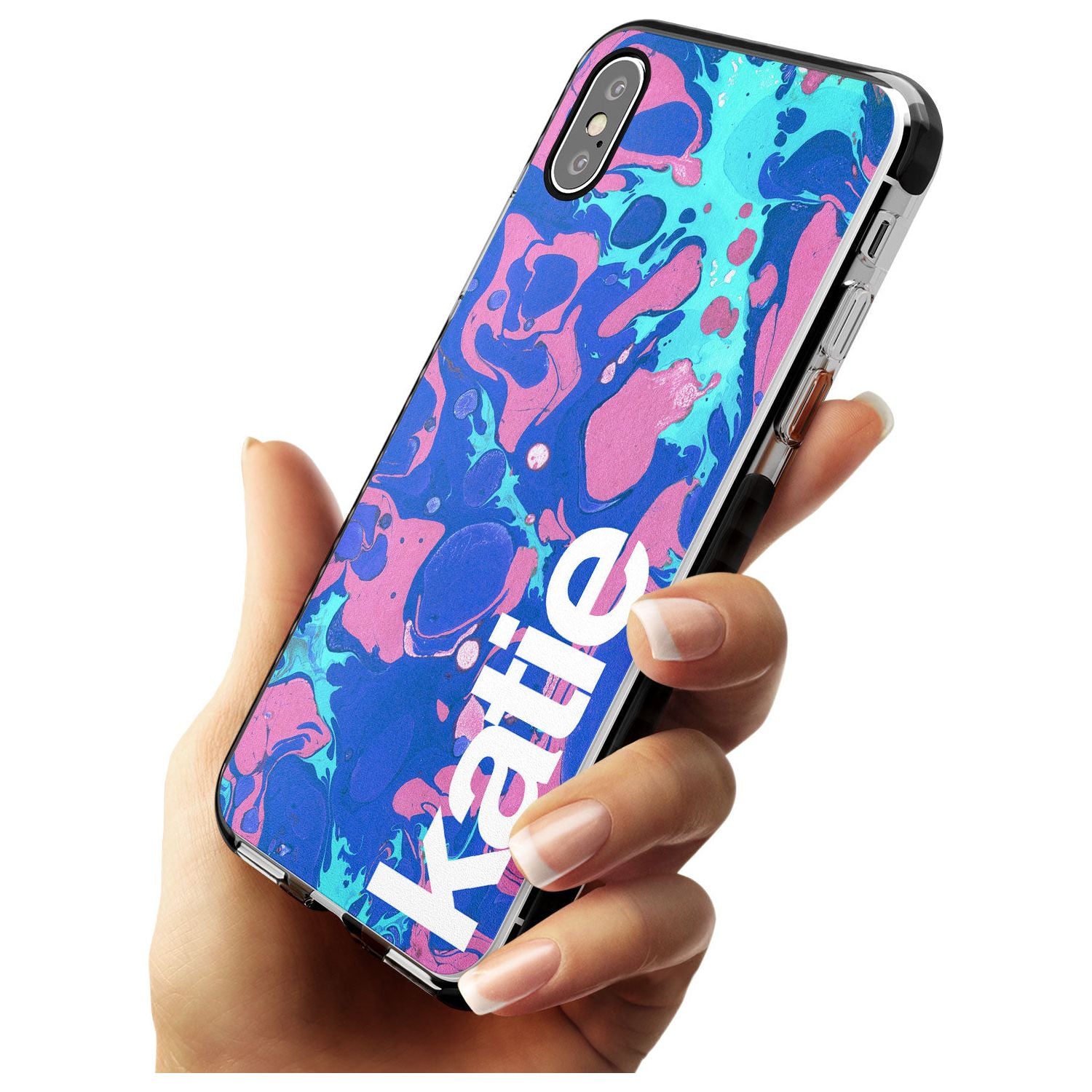 Navy, Turquoise + Purple - Marbled iPhone Case   Custom Phone Case - Case Warehouse