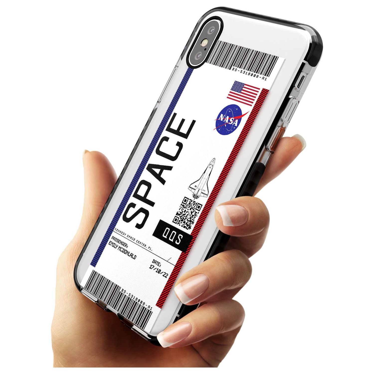 Personalised NASA Boarding Pass (Light) Black Impact Phone Case for iPhone X XS Max XR
