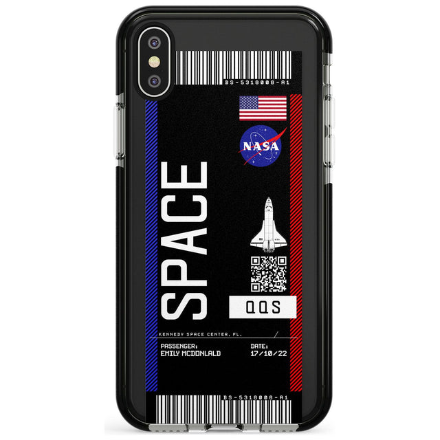 Personalised NASA Boarding Pass (Dark) Black Impact Phone Case for iPhone X XS Max XR