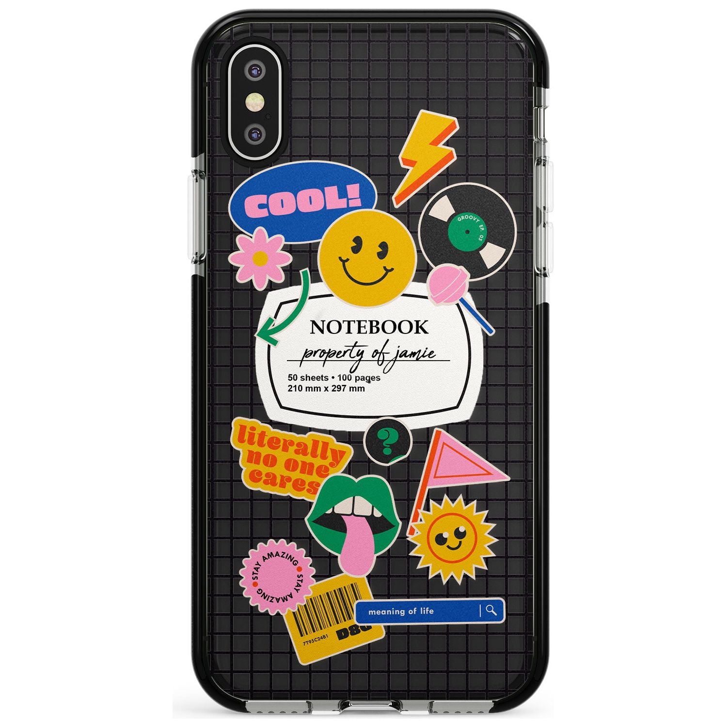 Custom Sticker Mix on Grid Pink Fade Impact Phone Case for iPhone X XS Max XR