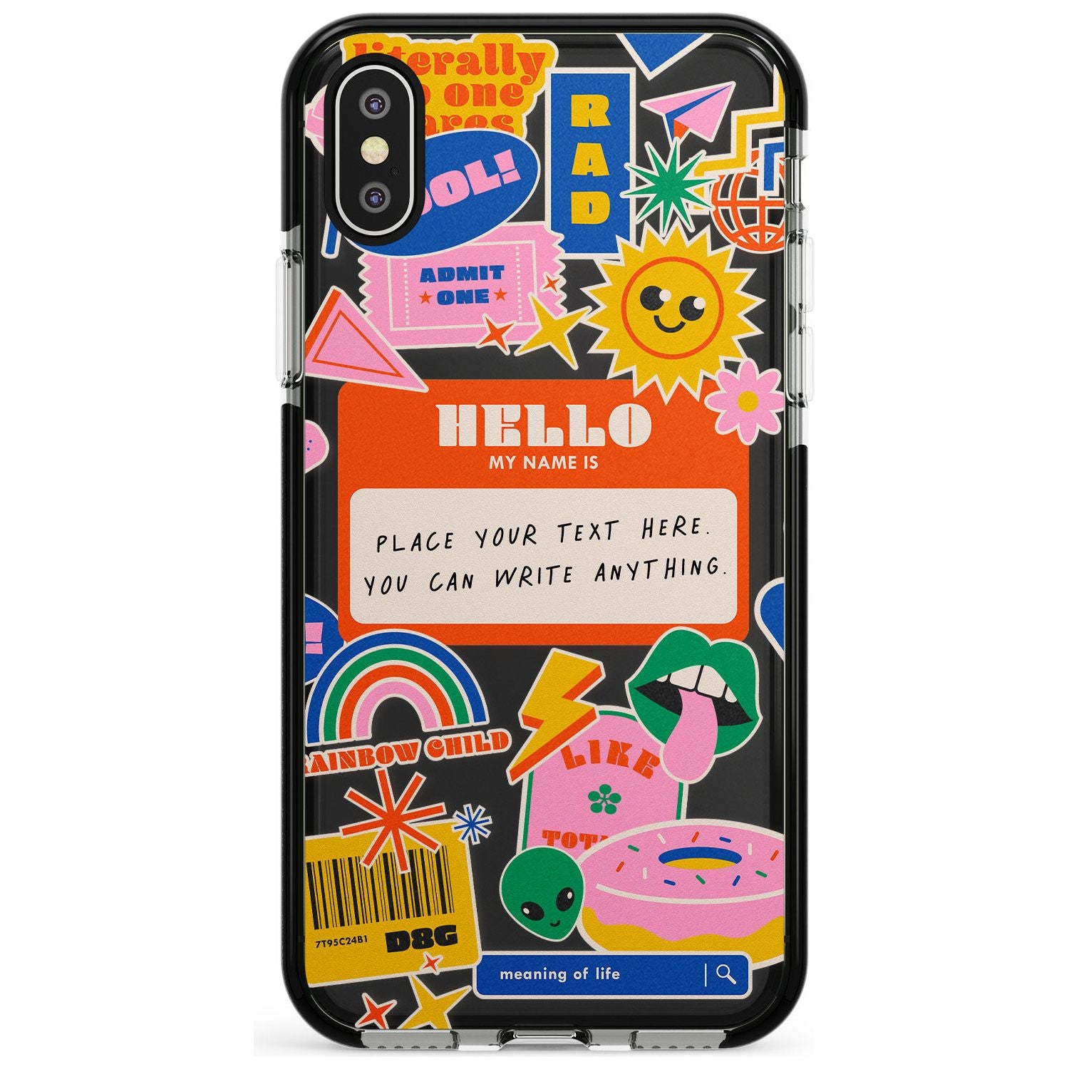 Custom Nostalgia Sticker Mix #2 Pink Fade Impact Phone Case for iPhone X XS Max XR