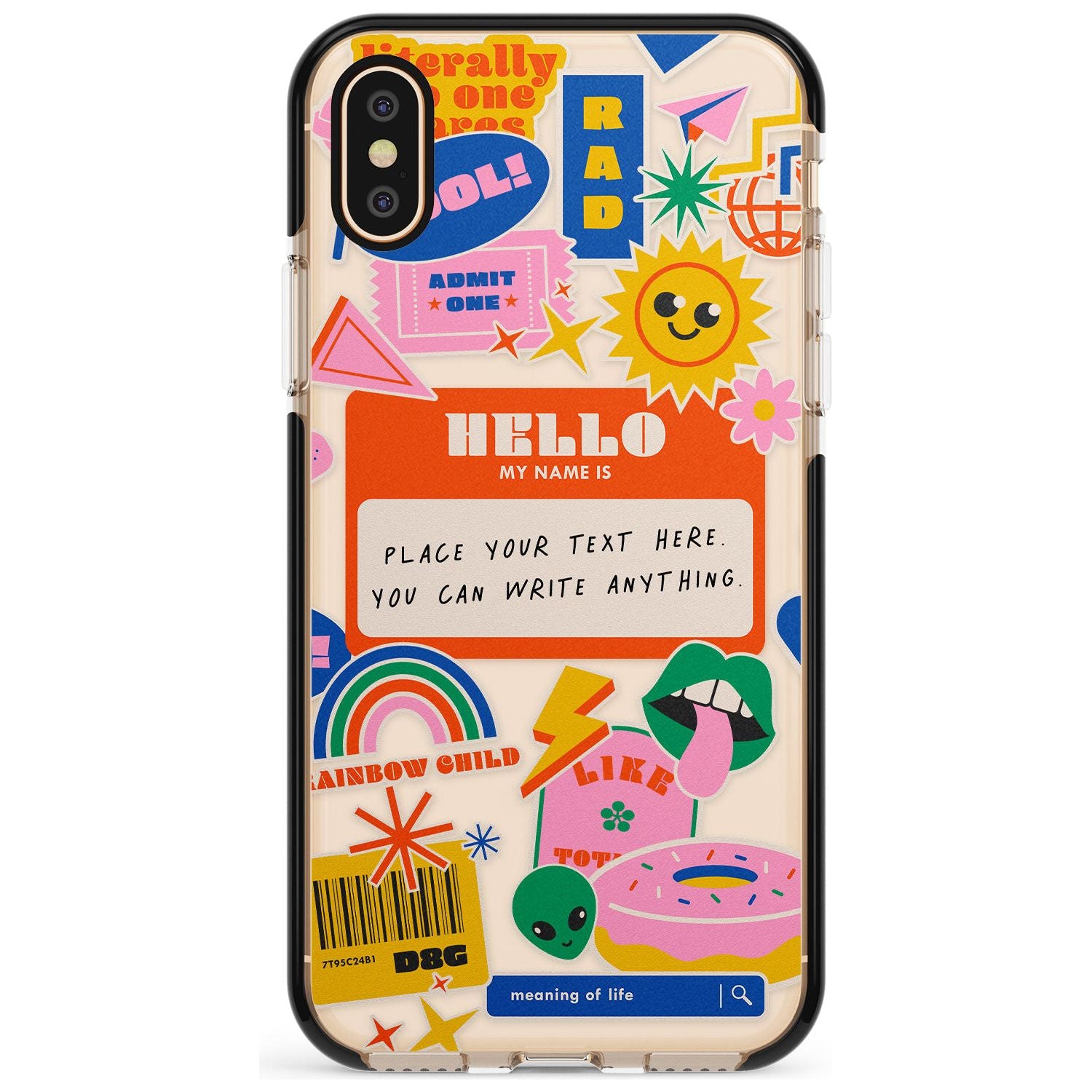 Custom Nostalgia Sticker Mix #2 Pink Fade Impact Phone Case for iPhone X XS Max XR