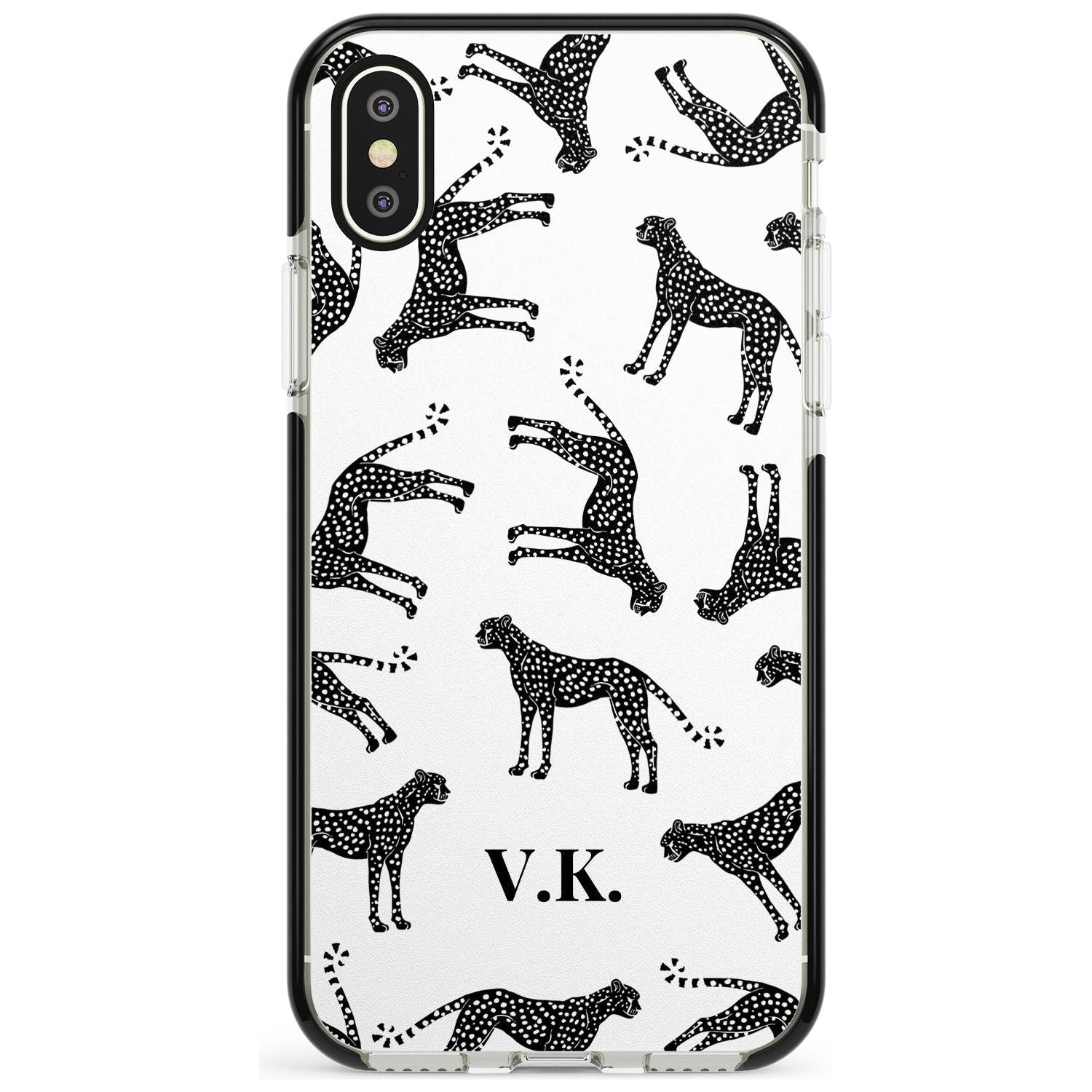 Personalised Cheetah Pattern: Black & White Pink Fade Impact Phone Case for iPhone X XS Max XR