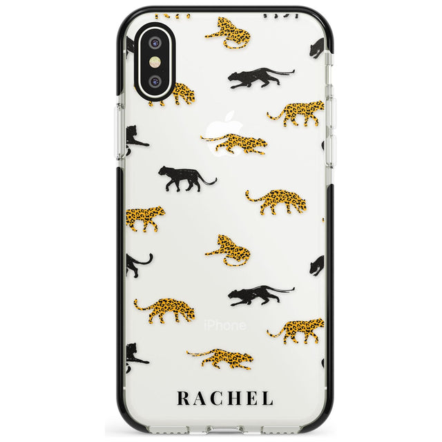 Personalised Jaguar Pattern on Transparent Black Impact Phone Case for iPhone X XS Max XR