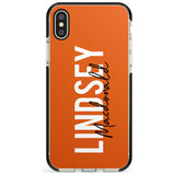 Bold Custom Name: Orange Black Impact Phone Case for iPhone X XS Max XR